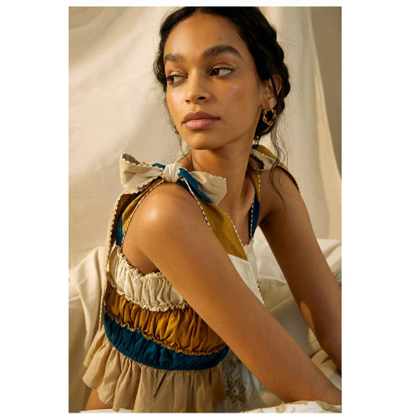 New Anthropologie Let Me Be Zuri Cropped Cami  $118 SIZE 4 Bow Tie Straps - Picture 1 of 4